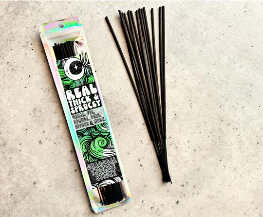 real, thick & sprucey - 9 inch incense stick - charcoal