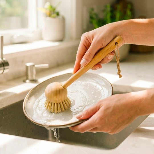 bamboo kitchen dish scrubber