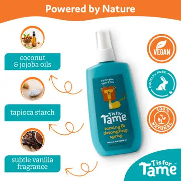 T is for Tame hair taming & detangling spray