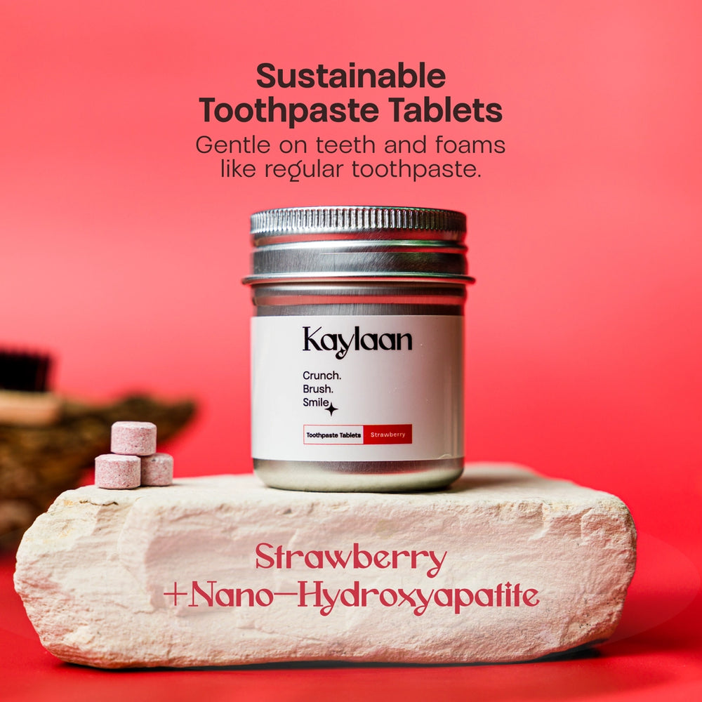 Kaylaan Strawberry Toothpaste Tablets - Fluoride Free - 90 Count
