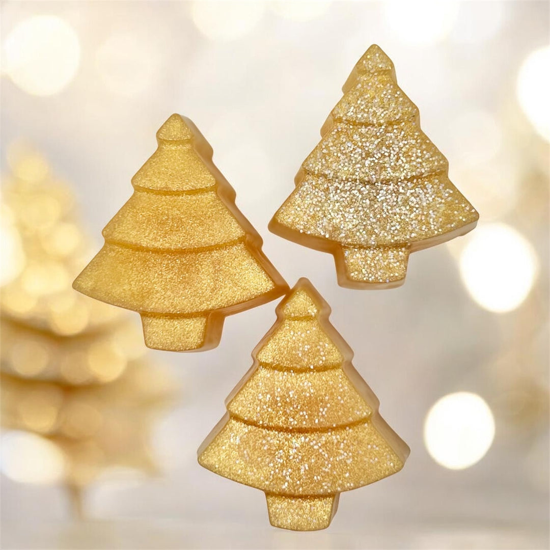holiday tree soap - gold sparkle