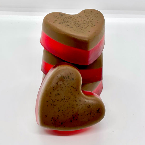 chocolate cherry heart soap